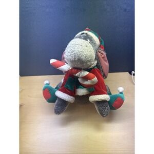 Disney Parks Eeyore Santa's #1 Elf Plush Candy Cane Stuffed Animal 12" Christmas